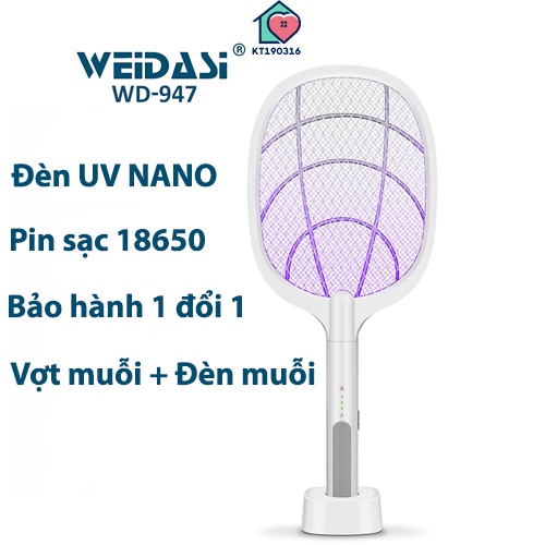 Vợt Muỗi kiêm Đèn Bắt Muỗi 2 trong 1 - Pin sạc cao cấp 1200 mah - Bảo hành 1 đổi 1