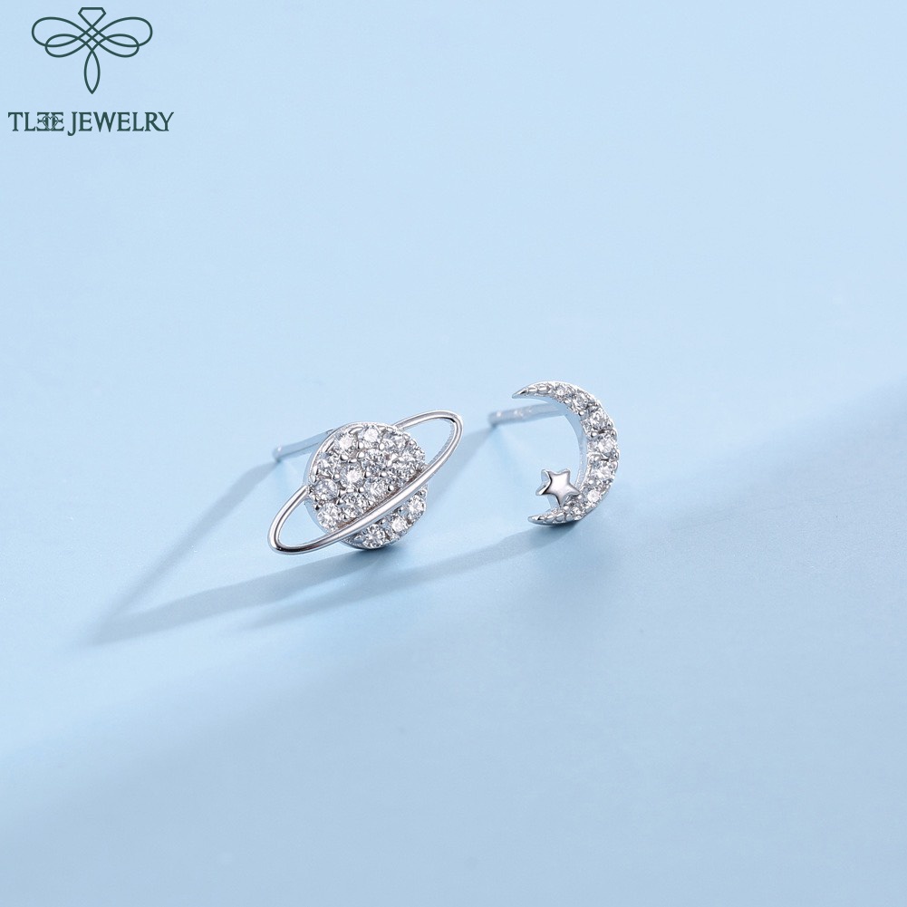 Khuyên tai bạc nữ TLEE Galaxy mini nạm đá xinh xắn TleeJewelry B0157