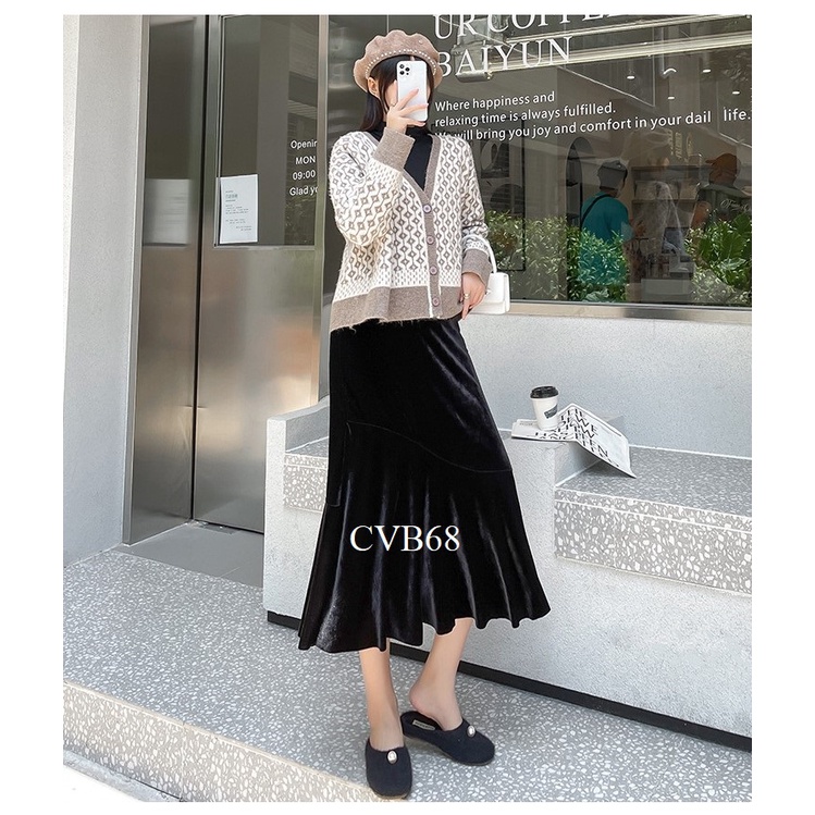 Chân Váy Bầu Xinh CVB62 nhung dài
