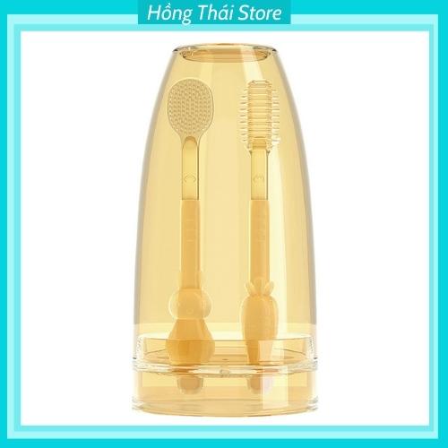 Set Rơ Lưỡi Và Bàn Chải Đánh Răng Silicon Cho Bé Từ 0-18Tháng