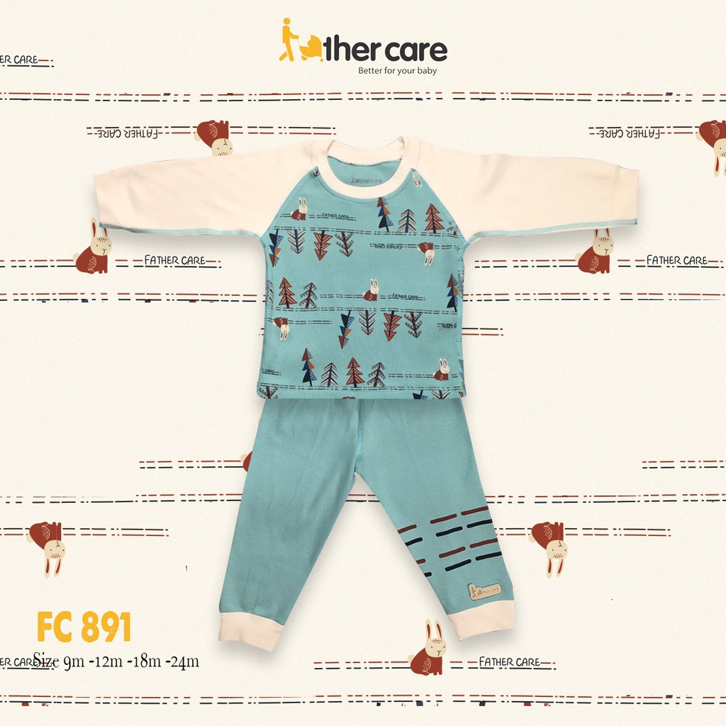 Bộ Quần áo FatherCare Raglan nỉ DT - Thỏ &amp; Cây (Họa tiết - Trơn) FC891