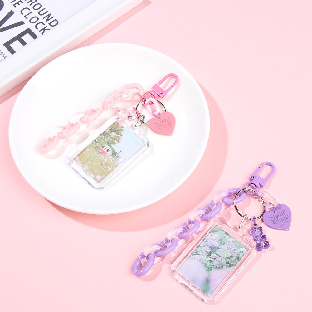 Vỏ bọc bảo vệ thẻ ID/ thẻ tên kèm móc khóa bằng acrylic màu kẹo MIHAN1