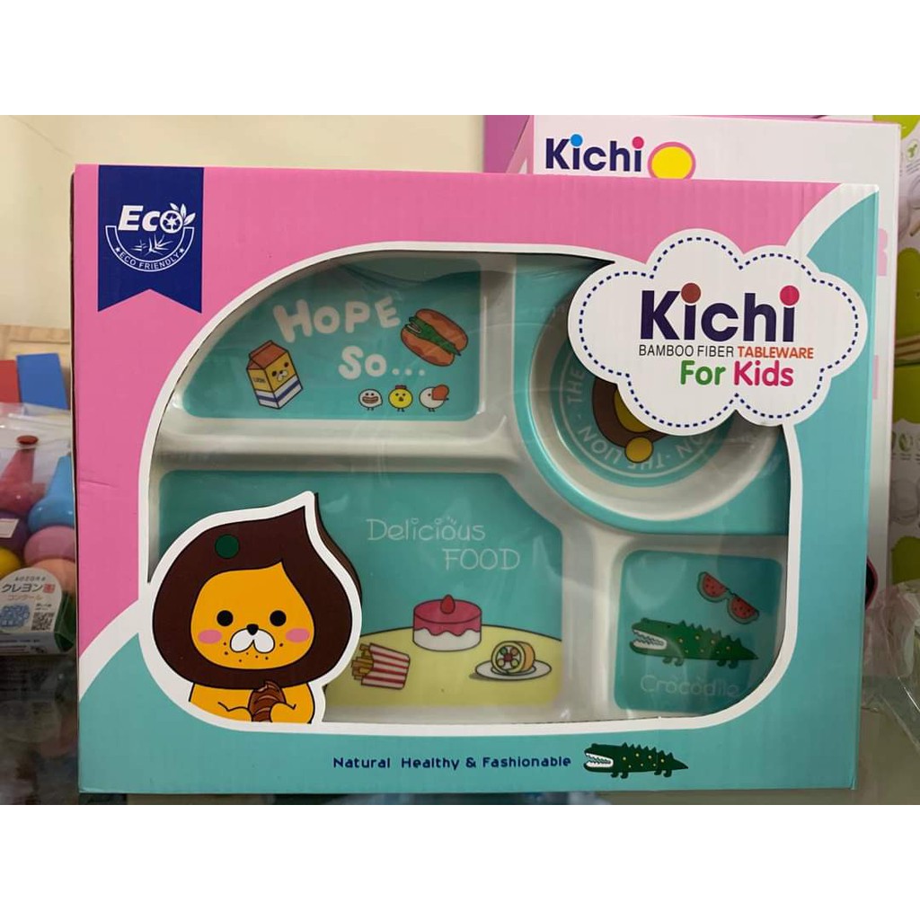Bộ khay ăn dặm 5 chi tiết sợi tre hình thú Bamboo life
