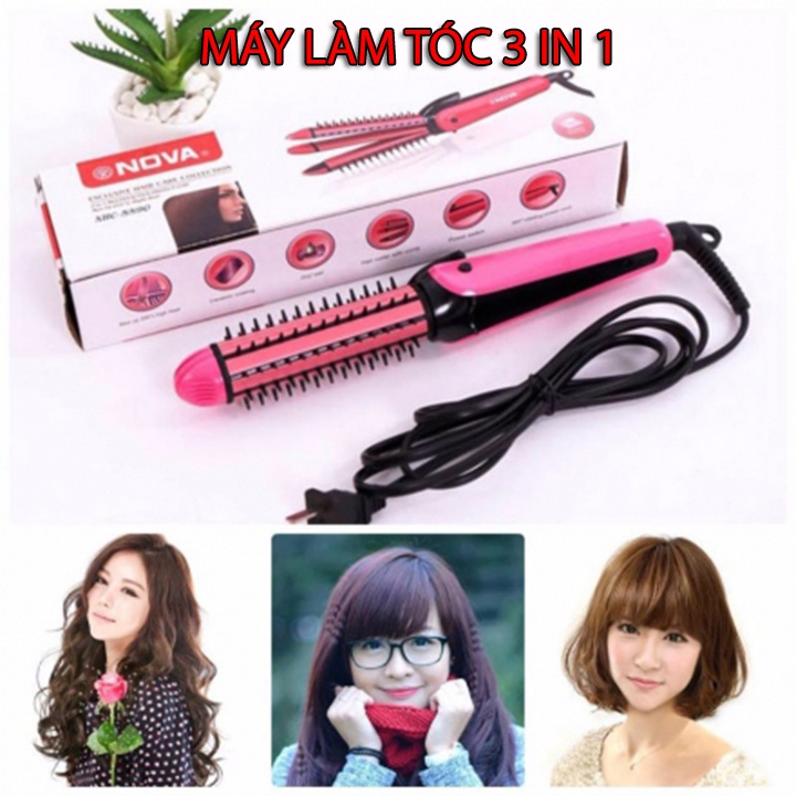 Máy làm tóc Nova 3in1 uốn, duỗi, bấm tóc tiện dụng