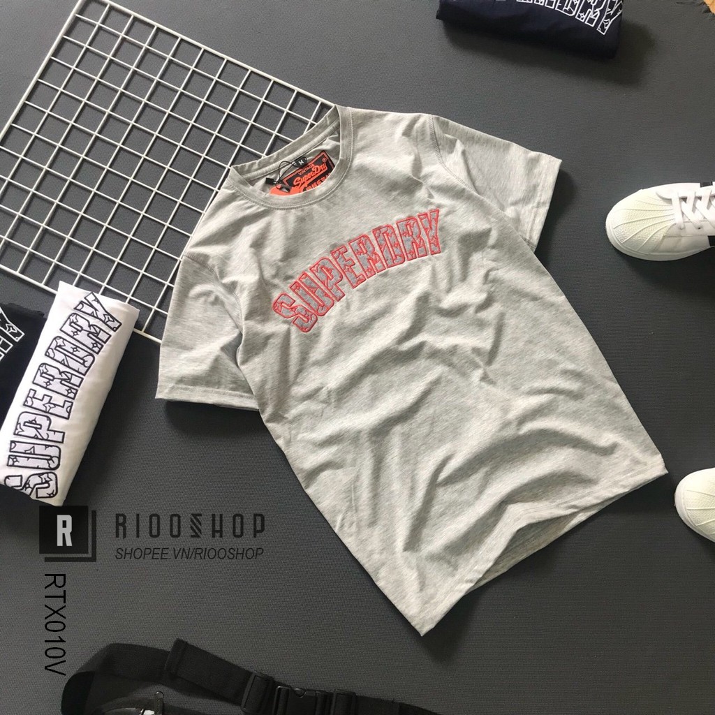 Áo thun nam ngắn tay cổ tròn họa tiết thêu cao cấp RTX010V - áo phông nam cotton Riooshop | BigBuy360 - bigbuy360.vn