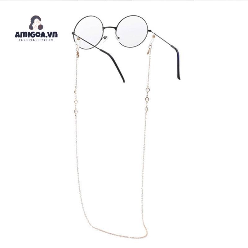 Dây Đeo Mắt Kính Đính Đá Kim Loại Chống Thất Lạc Có Thể Điều Chỉnh