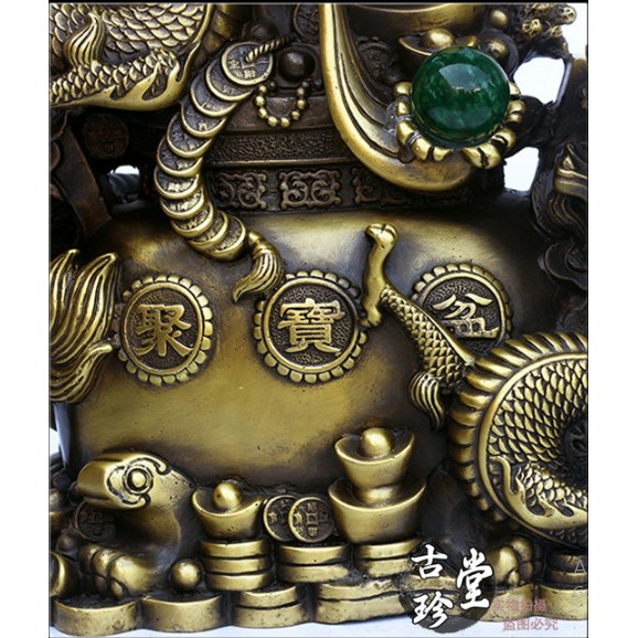 cặp rồng phong thủy tiền vàng phun ngọc bằng đồng thau nguyên chất kích thước 31x28x14cm năng 5kg