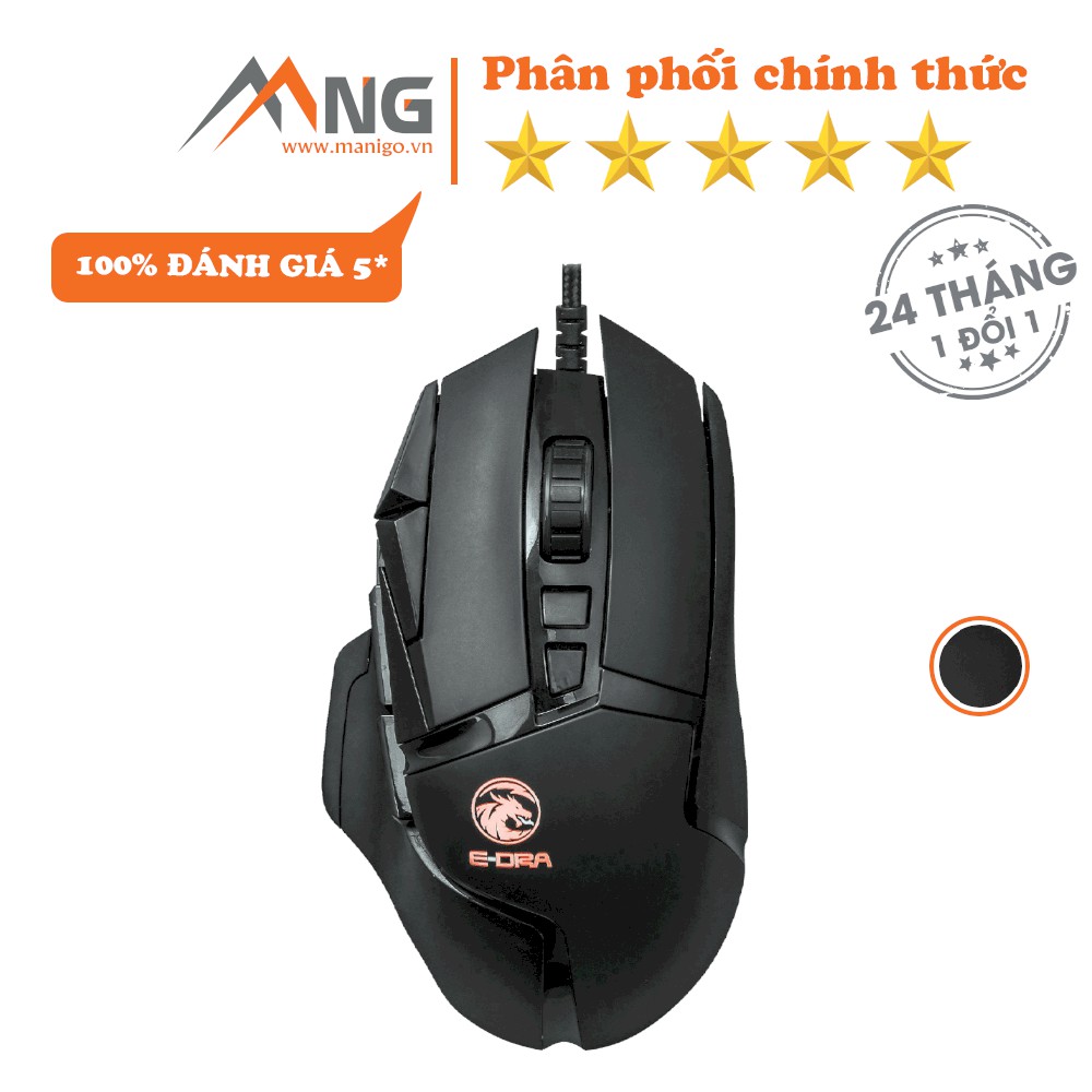 [Mã ELCLJUN giảm 7% đơn 500K]Chuột máy tính EDra EM6502 Pro chơi game văn phòng 16000DPI Có Dây Bảo hành 24 tháng