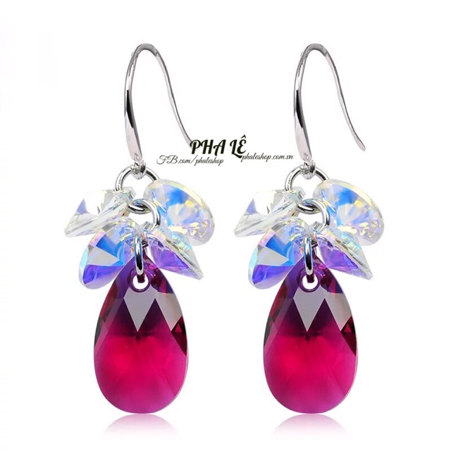 Bông Tai Pha Lê Cánh Dĩa - Giọt Bầu Được Thiết Kế Từ Pha Lê Swarovski