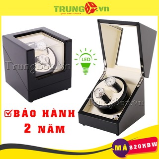 Hộp Lắc Đồng Hồ Cơ 2 Xoay Vỏ Gỗ Sơn Mài (Đèn LED) - Mã 820KBW