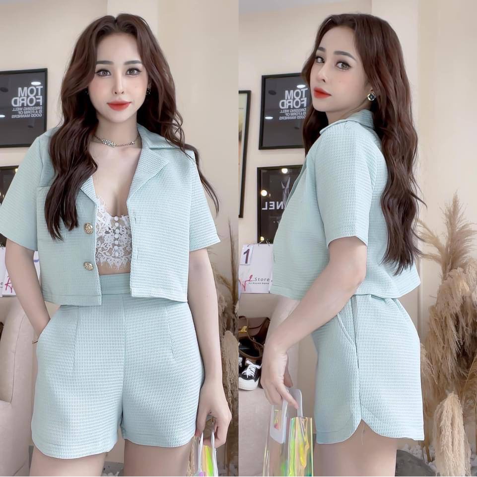 [Mã FAMARAL2 giảm 10K đơn 50K] Set vest nữ tay ngắn quần short cao cấp cực sang kèm ảnh thật