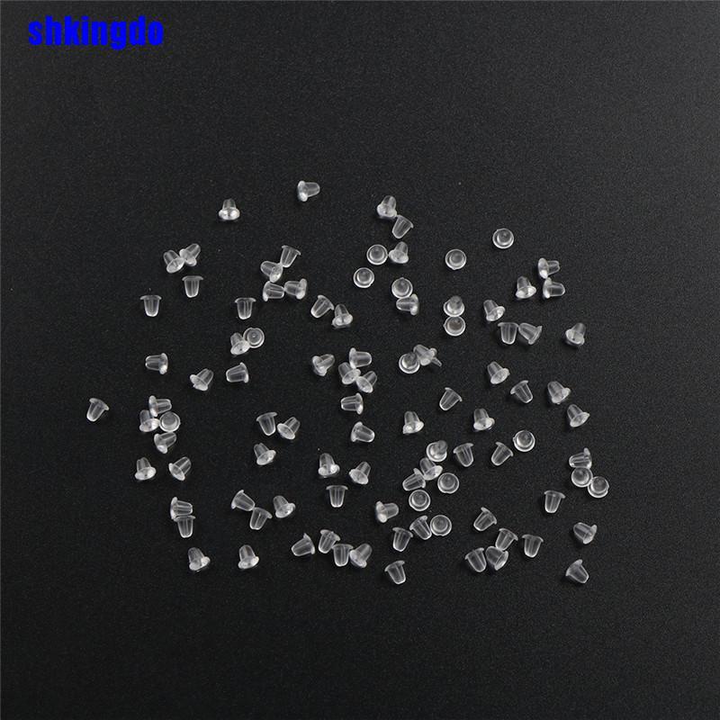 Set 100 nút bịt bông tai bằng cao su hình viên đạn diy