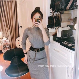 Váy len đũa cổ lọ