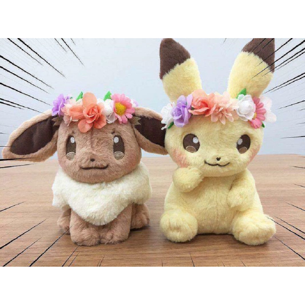 đồ chơi nhồi bông Pokemon Fete Spring Eevee & Pikachu