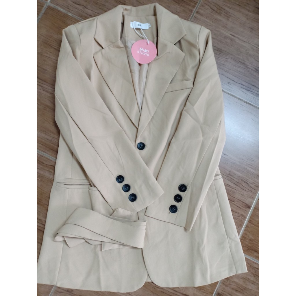 (Hàng Đẹp)Ảnh thật 6 hình cuối-HC368.Áo blazer dáng dài thắt đai thời trang Hàn Quốc | BigBuy360 - bigbuy360.vn