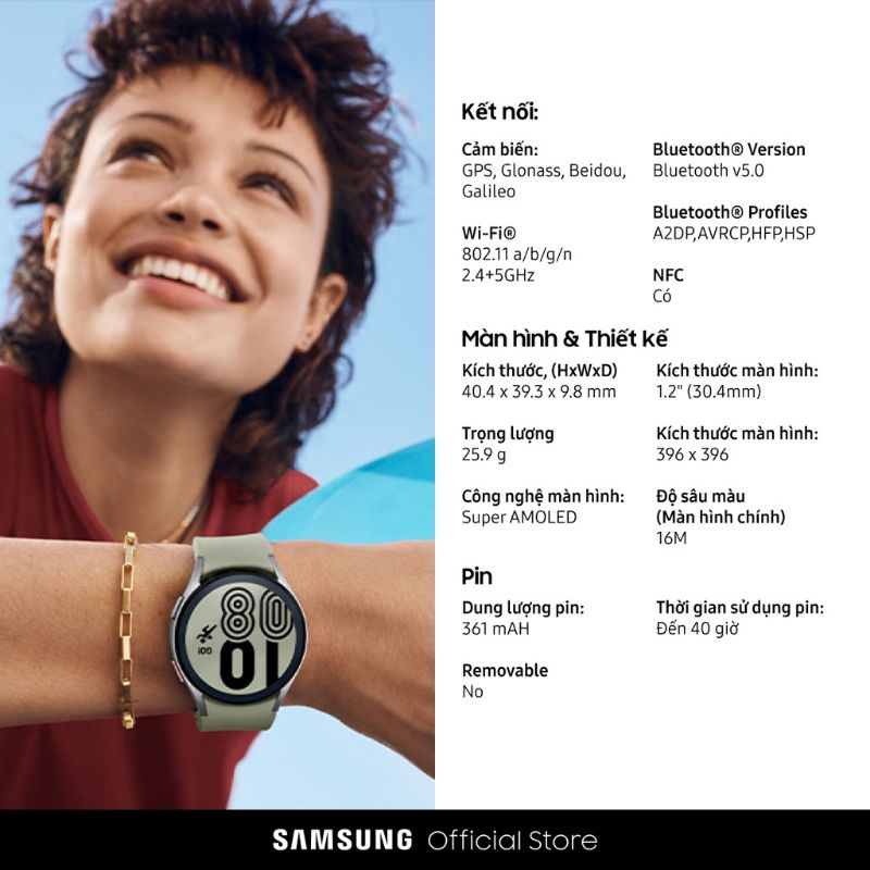 Đồng Hồ Samsung Galaxy Galaxy Watch4 Bluetooth (40mm) - Hàng Chính Hãng