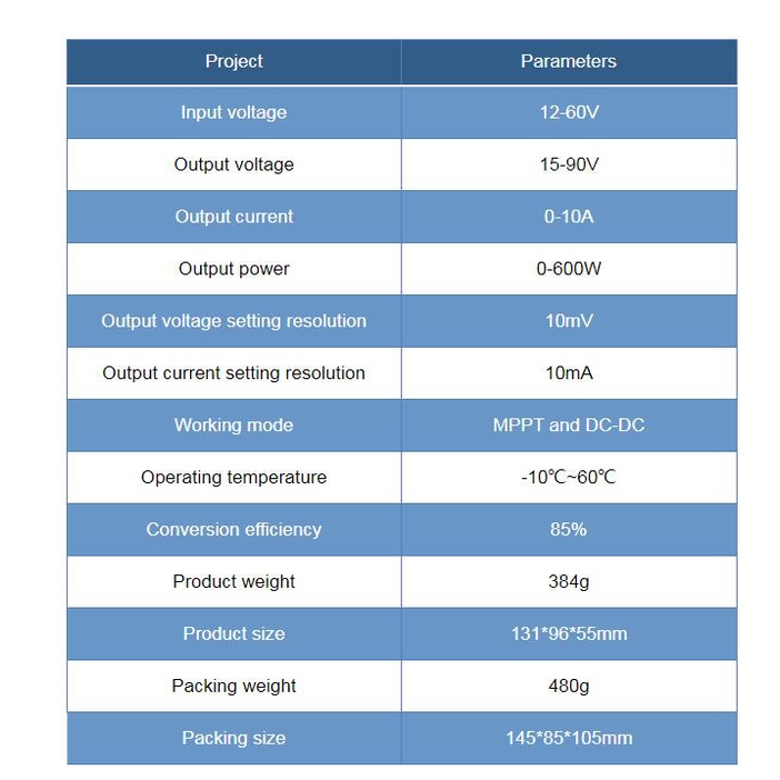 Bộ Điều Khiển Sạc Năng Lượng Mặt Trời MPPT 600W DC 24V/36V/48V/60V/72V Boost