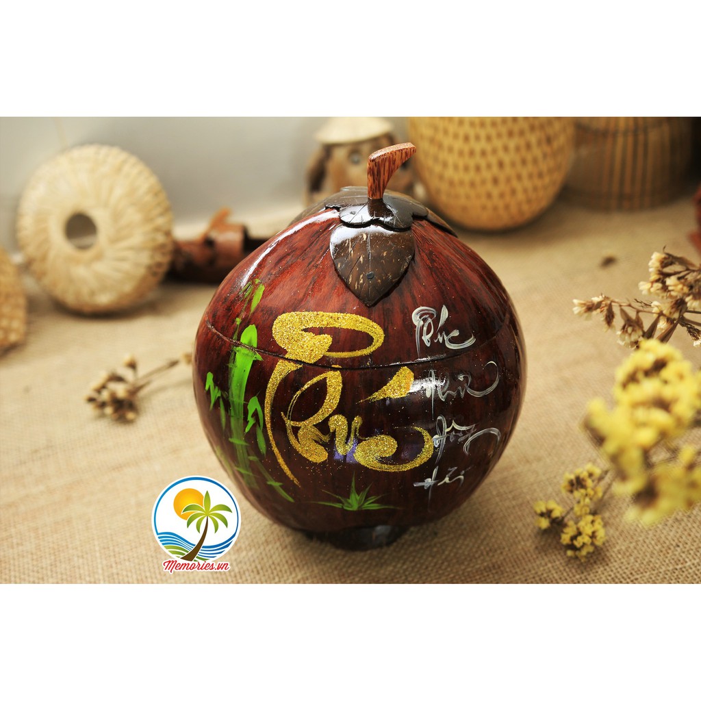 Vỏ Giữ Ấm Bình Trà Trái Dừa Viết Chữ Thư Pháp - Quà Tặng Ngày Lễ, Tết, Trang Trí Handmade, Thủ Công Mỹ Nghệ  Memories.vn