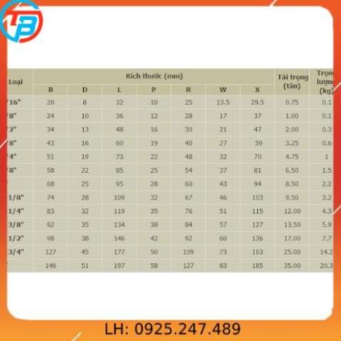 MA NÍ CHỮ U TẢI CAO [ 6.5 Tấn ] CÁP THÉP Thái Bình VinàN