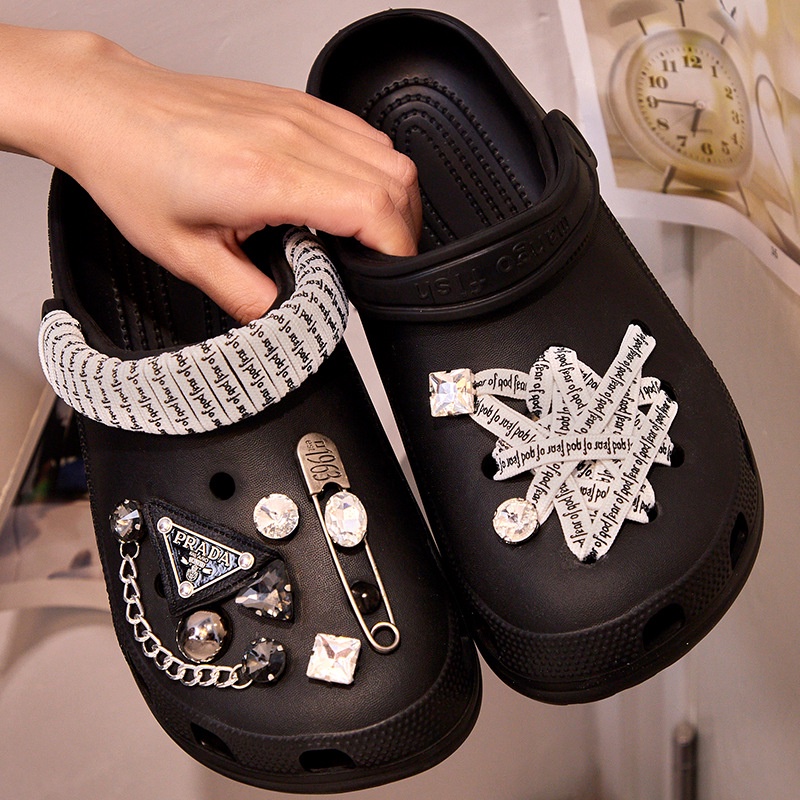 Bộ Phụ Kiện Trang Trí Dây Giày crocs Họa Tiết Hoa Xinh Xắn diy