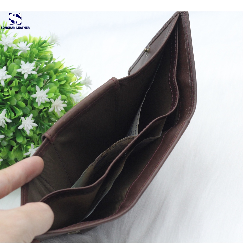 Ví Gập Ba Nam Nữ Da Bò Songhan Leather VN01 – Nhỏ Gọn Tiện Lợi Đa Năng.Bảo Hành 12 Tháng