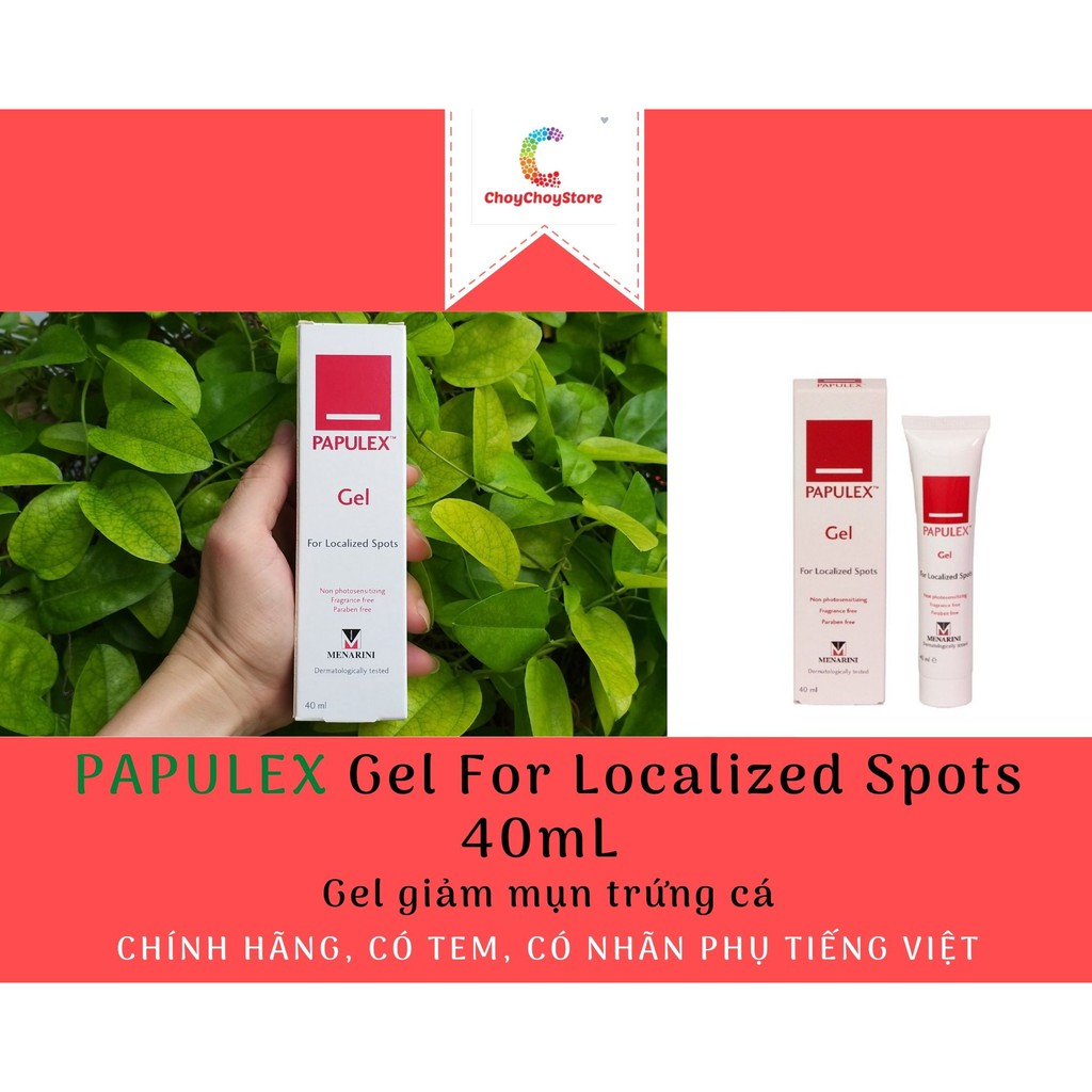 [TEM CTY] (date 2023) PAPULEX Gel For Localized Spots 40mL - Gel giảm mụn trứng cá