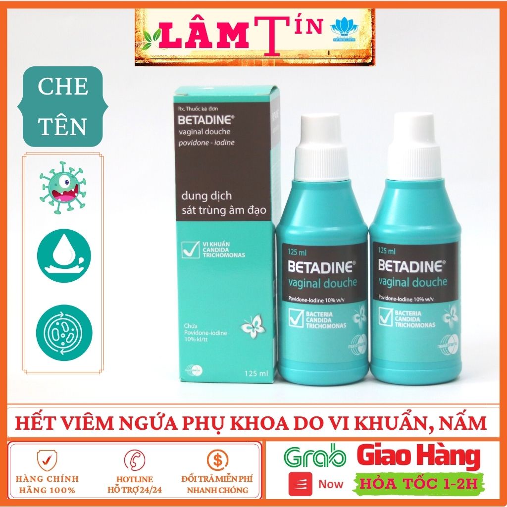 Betadine dung dịch vệ sinh phụ khoa Vaginal Douche, Hỗ trợ viêm, nấm hàng chính hãng Lọ 125ml