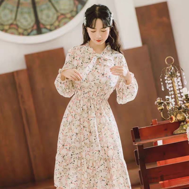 Váy hoa nhí cổ buộc nơ xinh xắn, Đầm hoa nhí vintage cổ nơ 2021 - Dorita Boutique | WebRaoVat - webraovat.net.vn