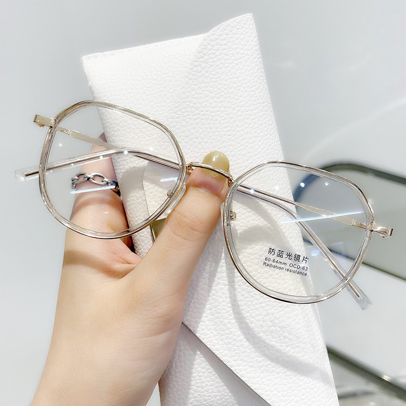 Mắt kính gọng tròn kim loại chống ánh sáng xanh thời trang cho nam nữ