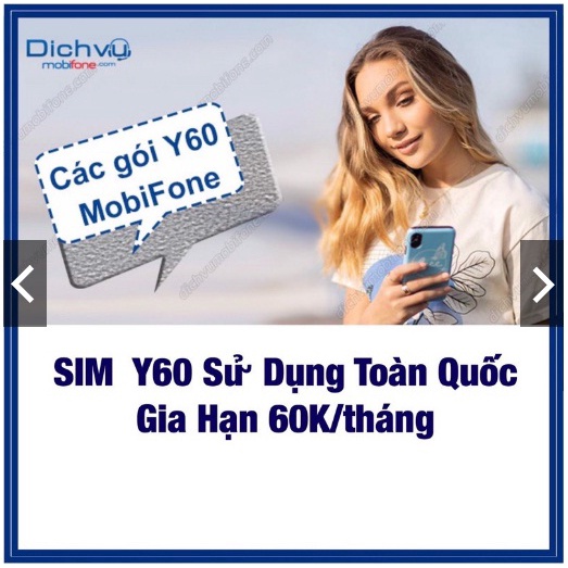 Sim Max Băng Thông Sim Y60 KO GIỚI HẠN DATA - MAX DATA DUNG LƯỢNG KHỦNG 60K 1 Tháng