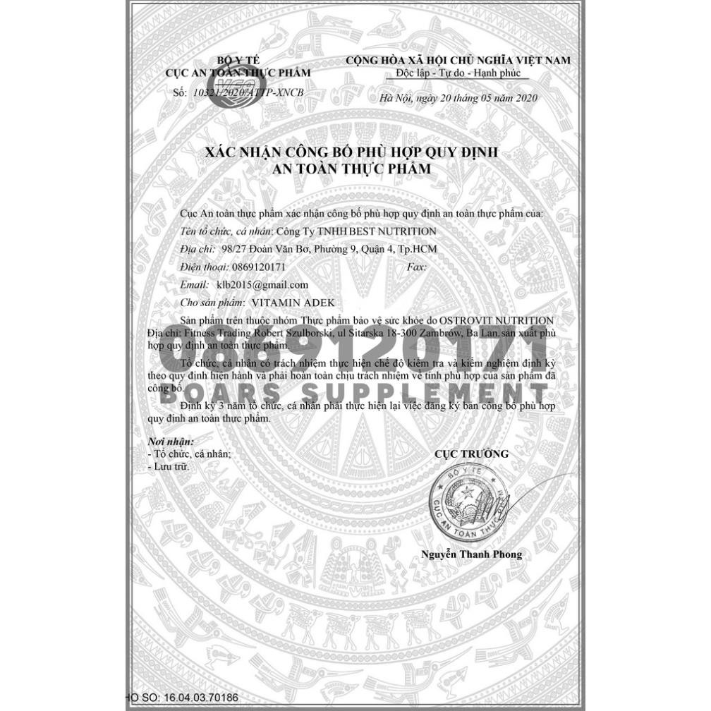 VITAMIN ADEK - BỔ SUNG 4 VITAMIN QUAN TRỌNG TĂNG ĐỀ KHÁNG,XƯƠNG KHỚP, THỊ LỰC CỦA OSTROVIT (200 VIÊN)