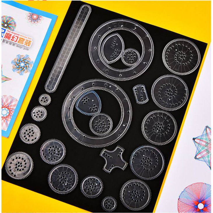 ĐỒ Chơi học tập,sáng tạo cho bé - Bộ 18 thước nghệ thuật bé vẽ hoa - An toàn cho bé