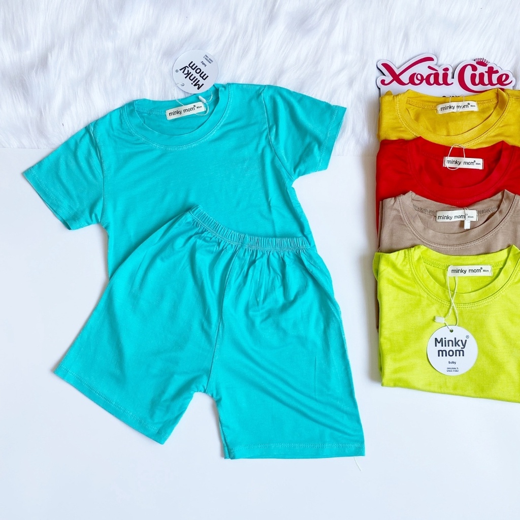 Bộ thun lạnh cộc tay Minkymom mẫu trơn cho bé trai bé gái mùa hè