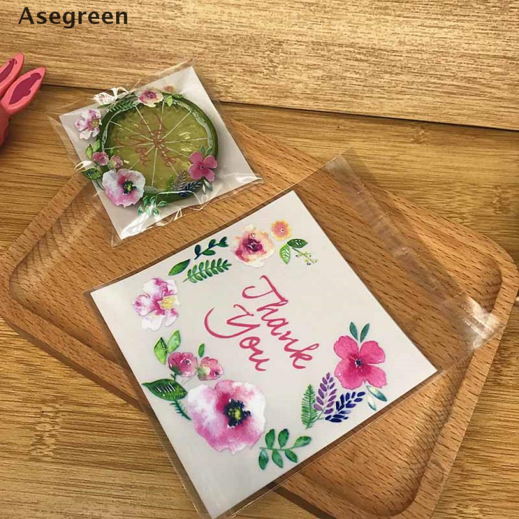 Set 100 Túi Nhựa Đựng Bánh Kẹo In Chữ Thank You 3 Kích Thước