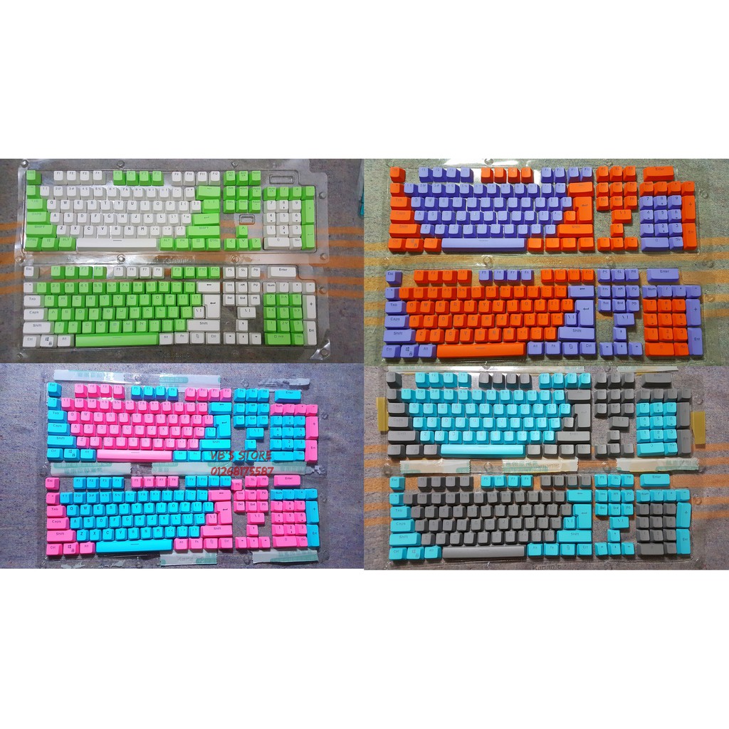 (có layout 61/64/68/71/82/84) Bộ Keycap PBT doubleshot xuyên led nhiều - bộ nút bàn phím cơ chọn màu