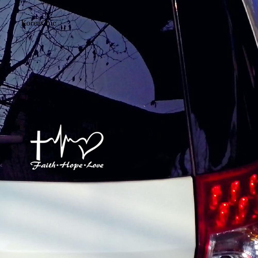 Sticker dán trang trí xe kiểu chữ "HOPE LOVE FAITH" kích thước 14.6CM x 9CM