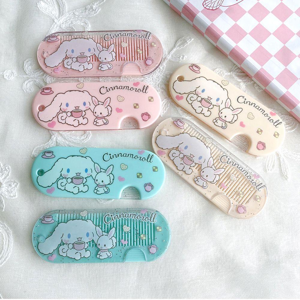 Lược Gấp Mini Hình Cinnamoroll/ Mèo Kitty Dễ Thương Tiện Dụng Cho Nữ