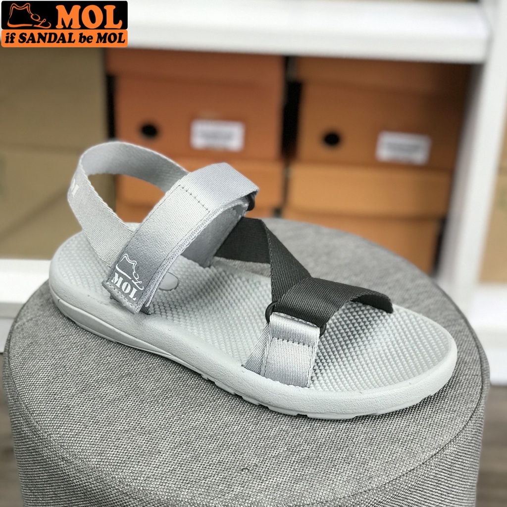 Giày Sandal MOL Nam Nữ Quai Chéo Đế Cao Su Quai Dù Đi Học Đi Làm Đi Chơi Mã MS1166