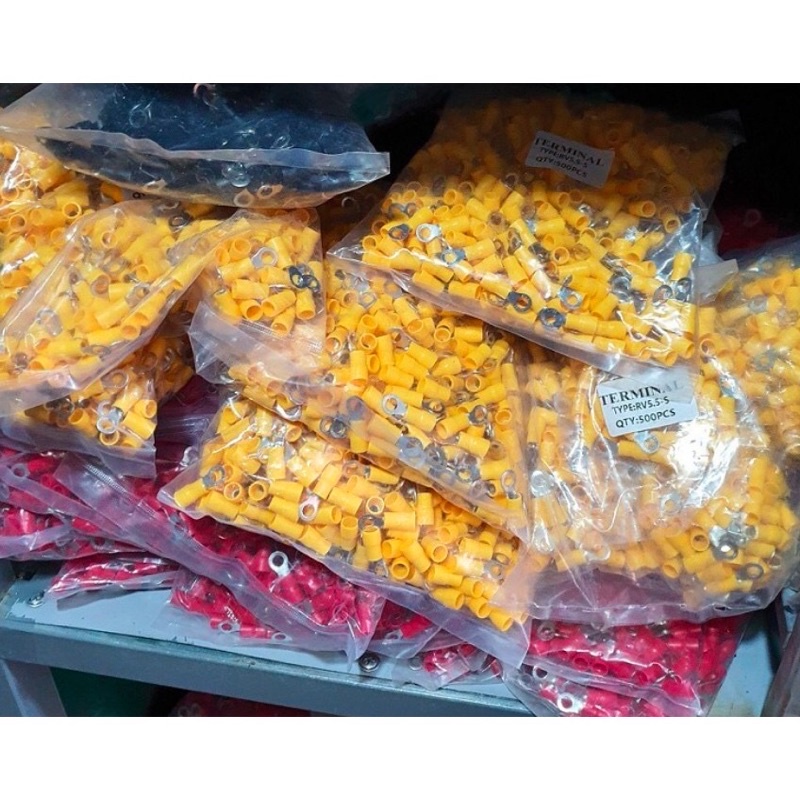 🔎100 cái Đầu cos tròn phủ nhựa lỗ 5 li/ 6 li/ 8 li. dây 5.5