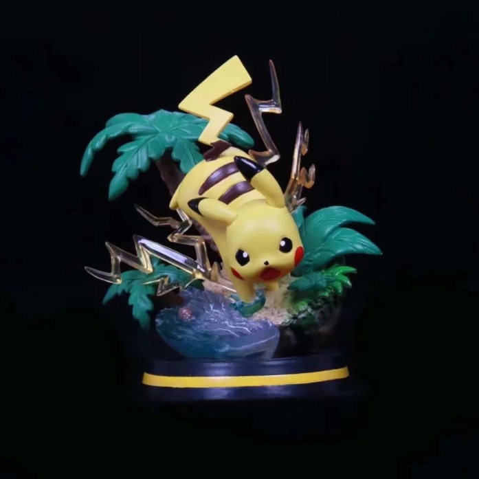 Mô hình Pokeqon Pikachiu hiệu ứng rừng cây 14cm