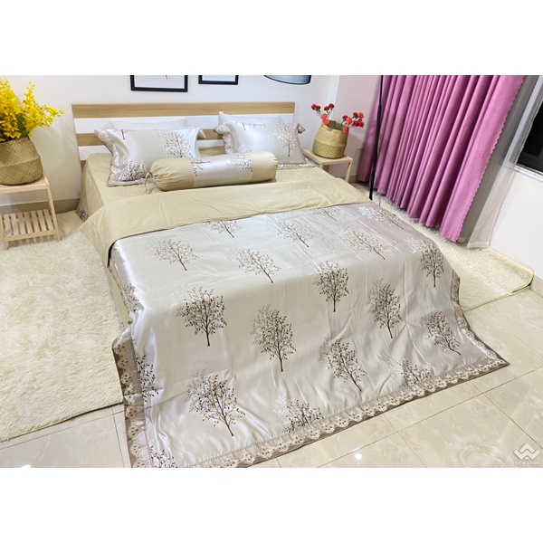 Bộ Ga Phủ Cưới Gấm Hoàng Gia Cao Cấp Singapo nhập 5 Món