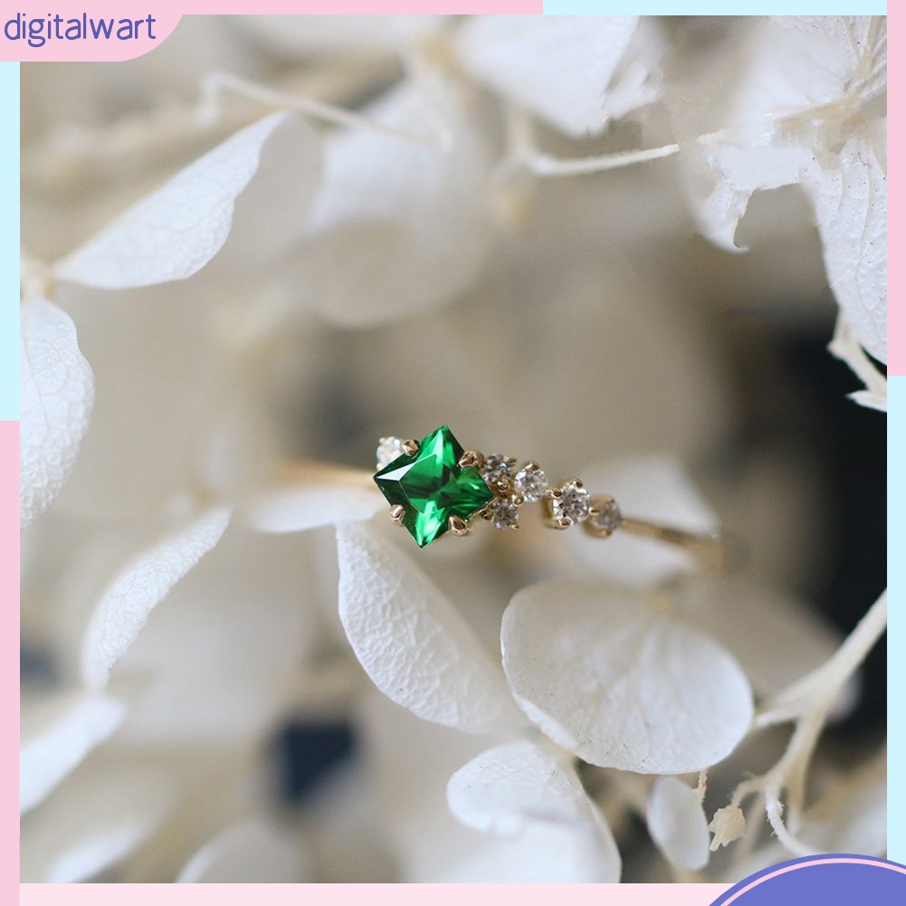 Nhẫn Đính Đá Ngọc Lục Bảo Nhân Tạo Sang Trọng Cá Tính Cho Nữ