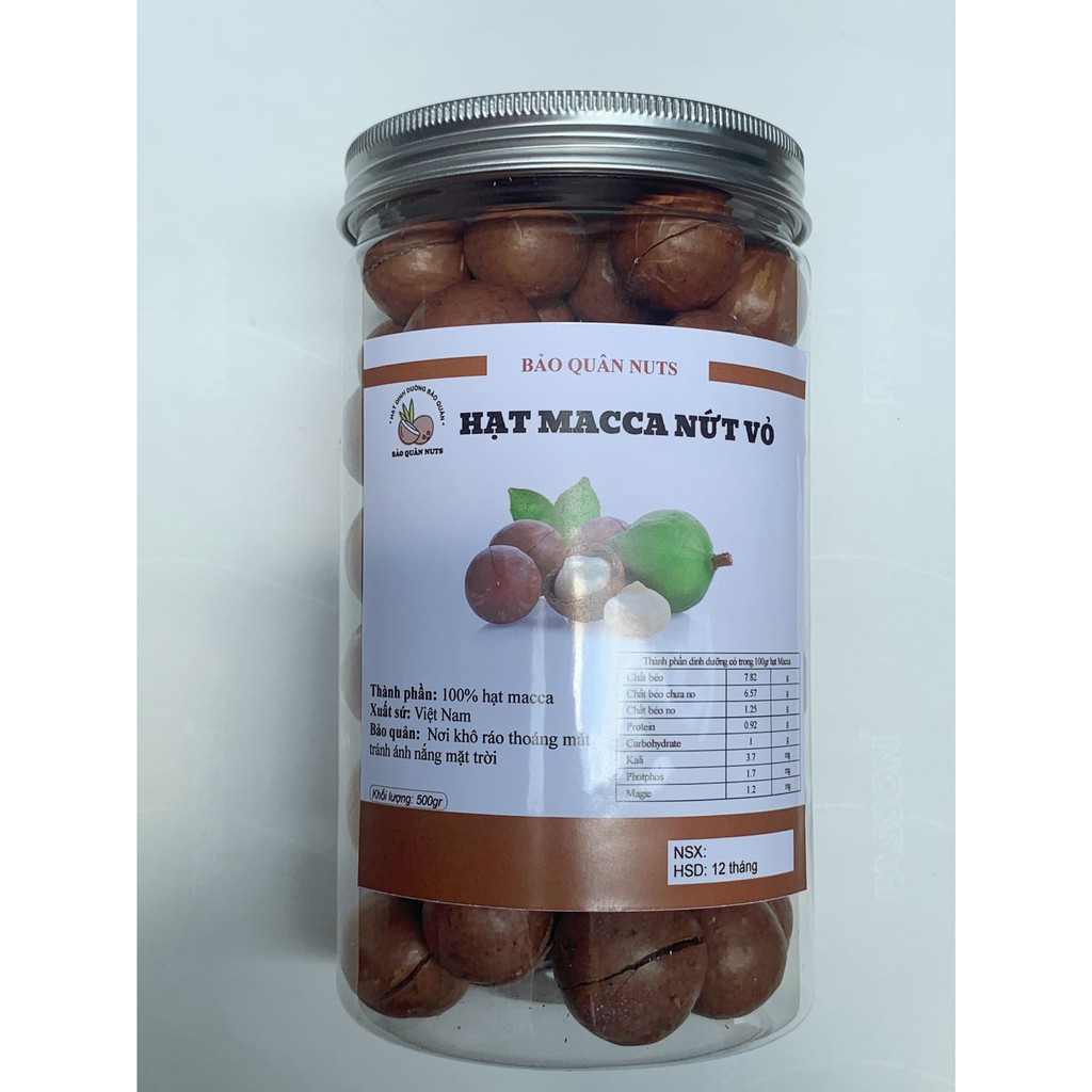 500gr Hạt Macca hạt Mắc ca sấy nứt vỏ BẢO QUÂN size 24-30