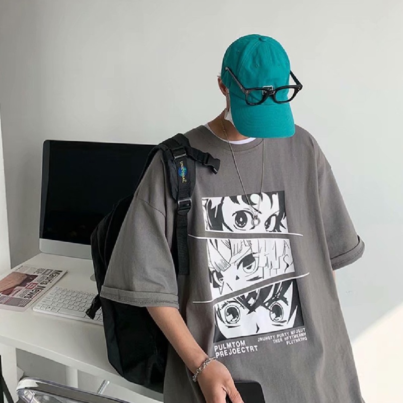 Áo Thun Tay Lỡ Dáng Rộng In Họa Tiết Hoạt Hình Phong Cách Hàn Quốc Thời Trang Cho Nam Size M-5XL