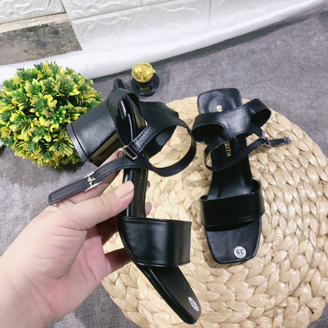 [Sỉ lẻ giày dép lẻ size] Giày sandal nữ quai ngang gót vuông 7p da mềm mịn 3 màu cực xinh