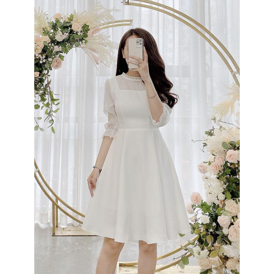 Đầm trắng tay voan dáng xòe nhẹ dễ thương Missy dress