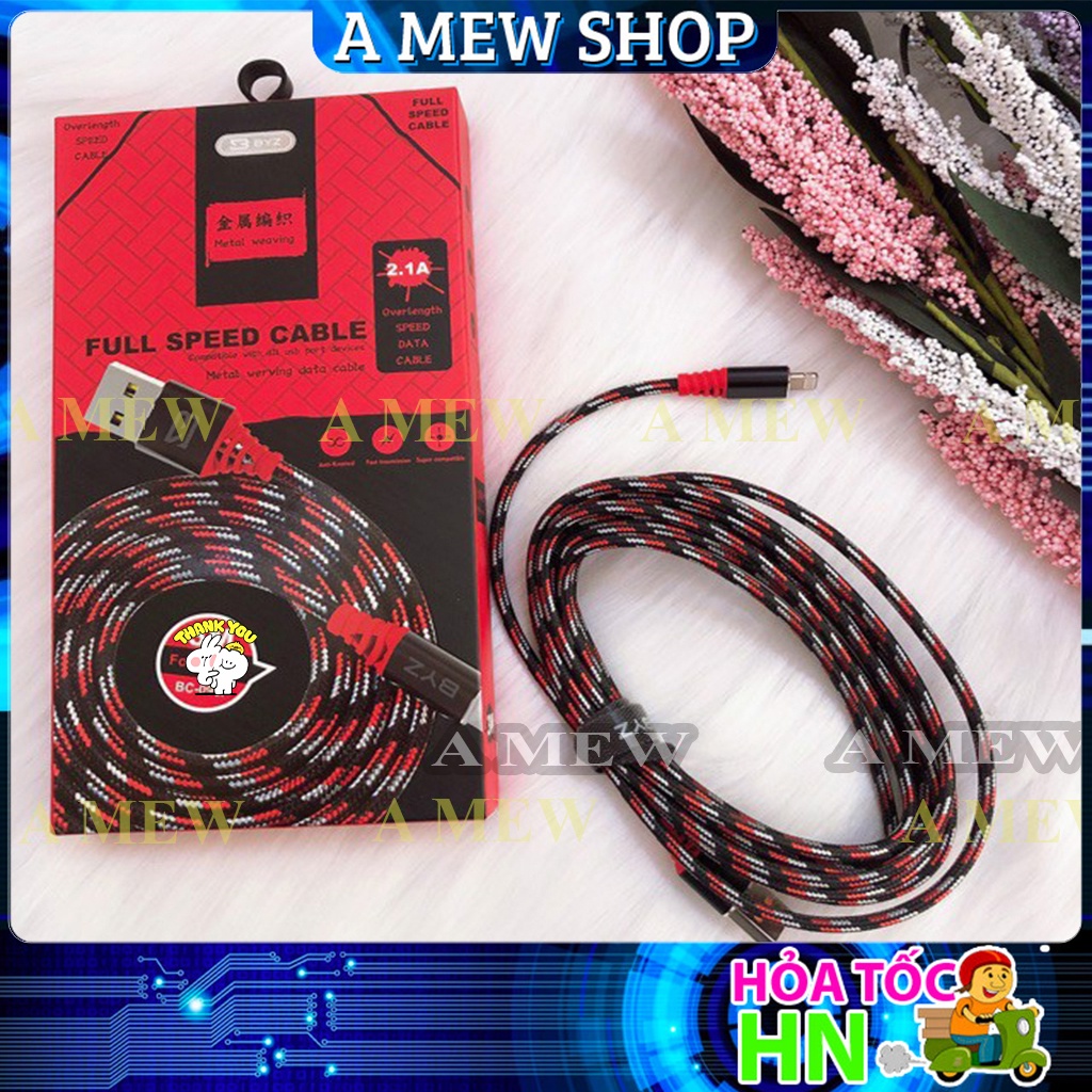 Dây Sạc Nhanh BYZ BC-090 Dây Dù Dài 3 Mét,cho IP/,micro/s.a.m.s.u.n.g,type c- AMEW SHOP