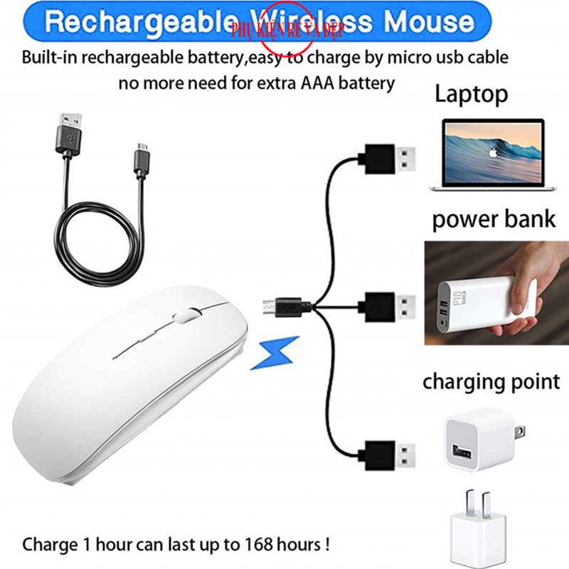 Chuột Không Dây Bluetooth Sạc Pin Kiểu Táo Click Êm Không Âm Thanh Led Đổi Màu wireless 2.4G bin sạc kết nối nhanh nhậy