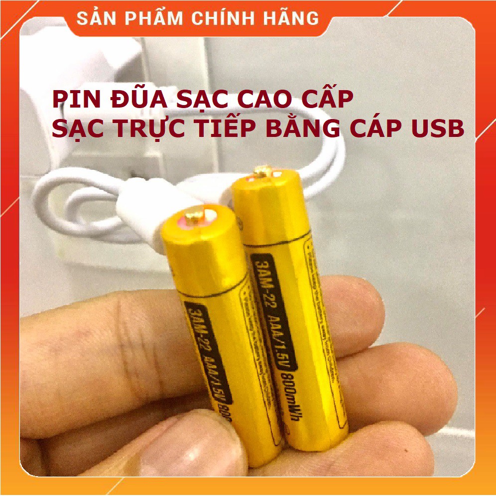 Vỉ 2 Pin sạc AA AAA cao cấp Beston 1.5V Dung lượng cao sạc nhanh trực tiếp bằng cổng micro USB