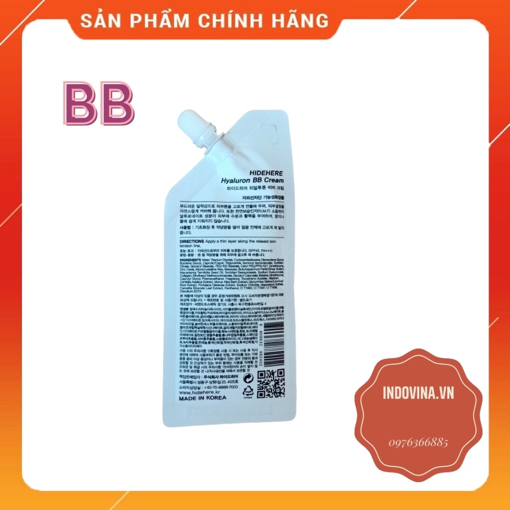 Kem Nền Lót Trang Điểm BB 💓 Che Khuyết Điểm HIDEHERE  Có Chống Nắng SPF45 PA+++Dưỡng Ẩm Kiềm Dầu Da Căng Mọng Tự Nhiên | BigBuy360 - bigbuy360.vn